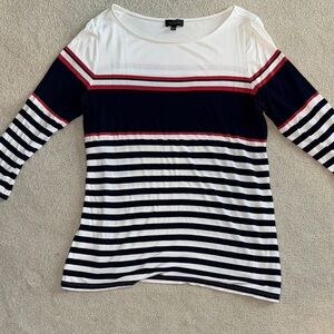 The Limited Navy, White, and Red Striped Long Sleeve Top
